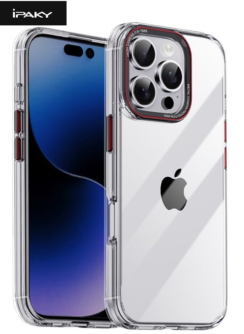 iPhone 16 Pro Max Case with Metal Lens Protective Ring, [Anti-Drop][Explosion-Proof][Non-Stick Fingerprint] Case with Metal Buttons for Apple iPhone 16 Pro Max 2024, Clear