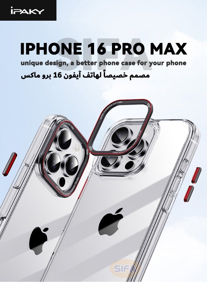 إيباكي حافظة iPhone 16 Pro Max مع حلقة واقية للعدسة المعدنية، [مضادة للسقوط] [مضادة للانفجار] [بصمة أصابع غير لاصقة] حافظة مع أزرار معدنية لهاتف Apple iPhone 16 Pro Max 2024، شفافة - Image 2
