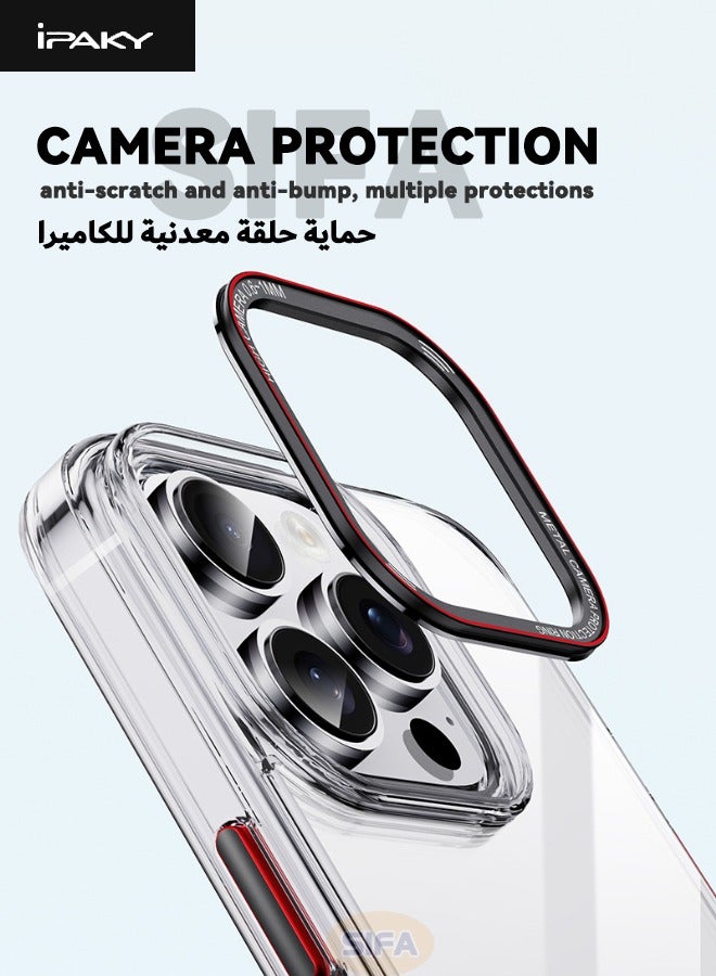 إيباكي حافظة iPhone 16 Pro Max مع حلقة واقية للعدسة المعدنية، [مضادة للسقوط] [مضادة للانفجار] [بصمة أصابع غير لاصقة] حافظة مع أزرار معدنية لهاتف Apple iPhone 16 Pro Max 2024، شفافة - Image 3