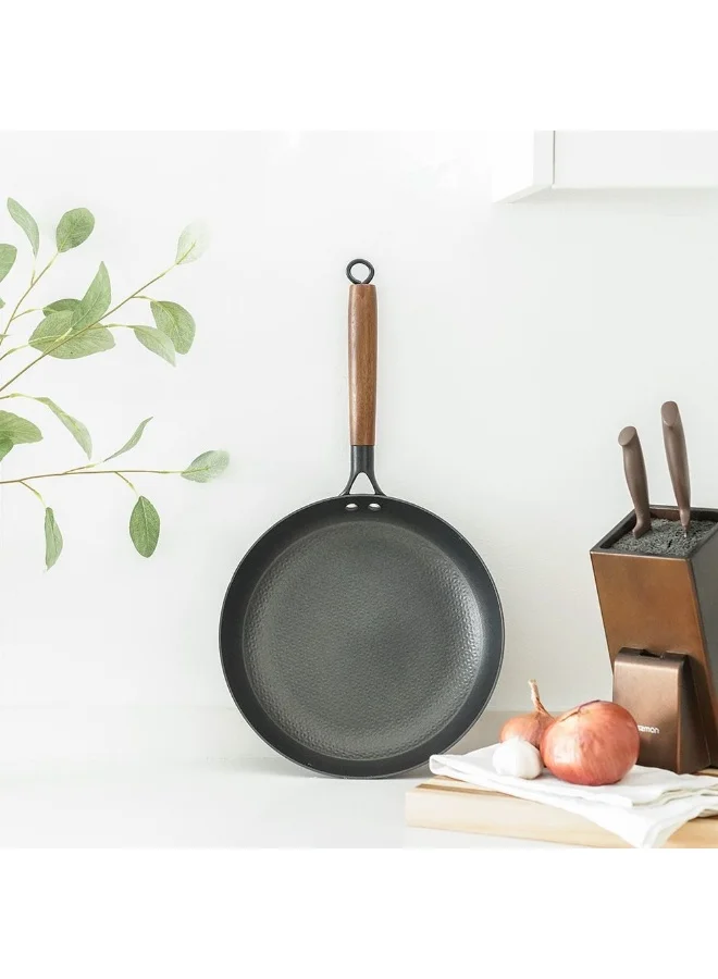 DANUBE HOME Chef'S Delight Light Cast Iron Wok Pan Non Stick Surface Durable And Heat Efficient Perfect For Stir Frying And Deep Frying Ideal For Home Kitchens -28Cm