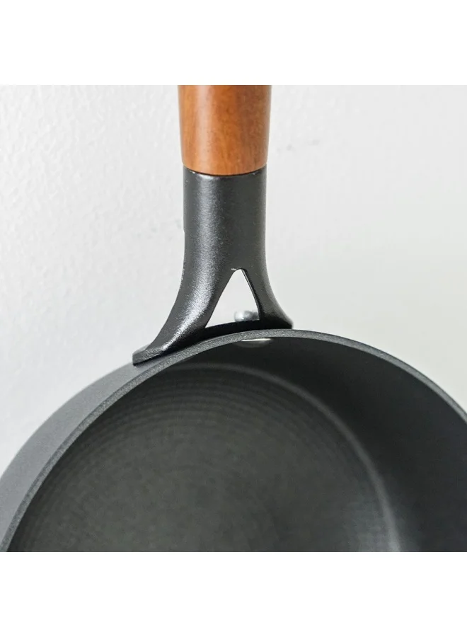 DANUBE HOME Chef'S Delight Light Cast Iron Wok Pan Non Stick Surface Durable And Heat Efficient Perfect For Stir Frying And Deep Frying Ideal For Home Kitchens -28Cm