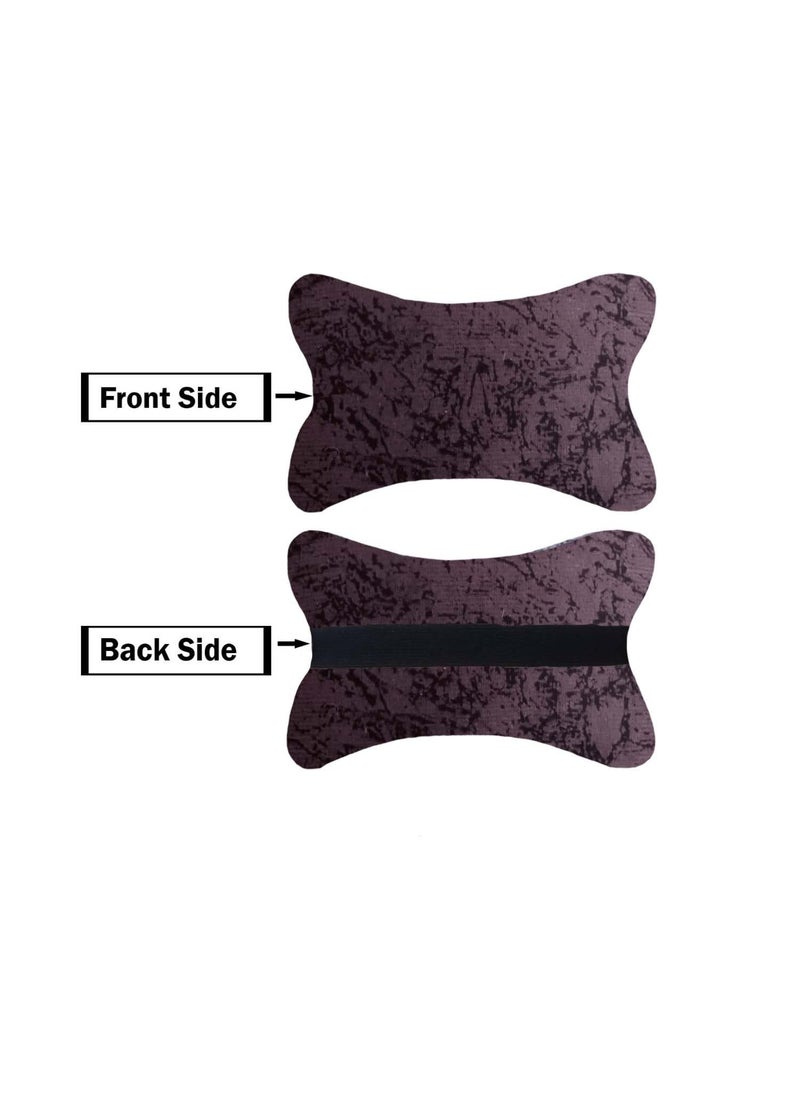 Adroitz Adroitz Velvet Brown Car Cushion Neck Back Rest Pillow for All Car Set of 4 _Ak223  - Image 2