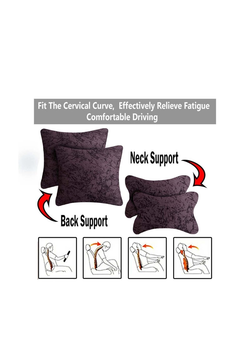 Adroitz Adroitz Velvet Brown Car Cushion Neck Back Rest Pillow for All Car Set of 4 _Ak223  - Image 5