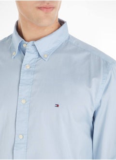 TOMMY HILFIGER Men's Core Flex Poplin Shirt - Cotton, Blue  - Image 4