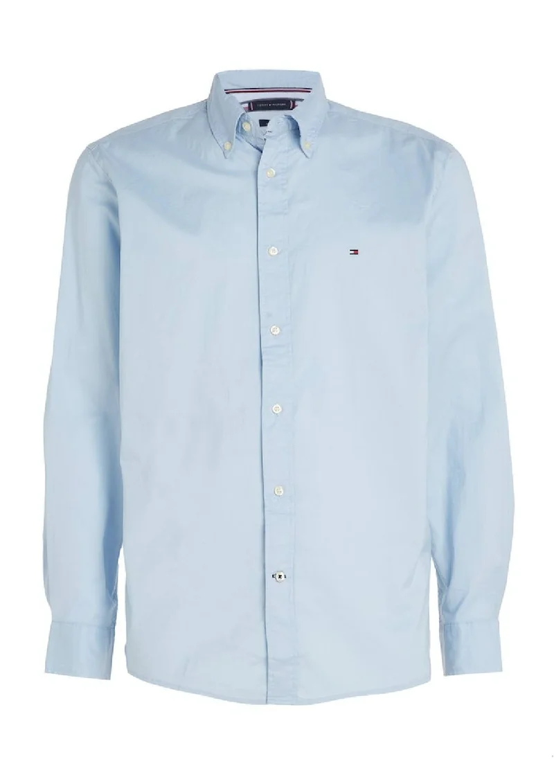 TOMMY HILFIGER Men's Core Flex Poplin Shirt - Cotton, Blue