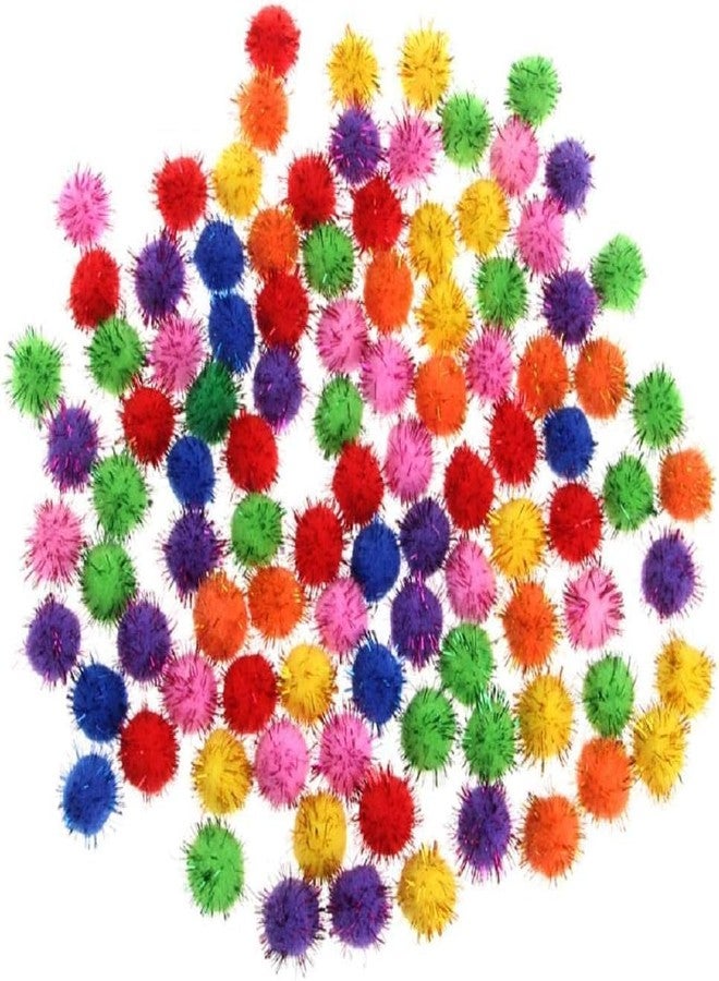 GANPUB 100Pcs Colorful Mini Sparkly Glitter Tinsel Balls Small Pom Ball Cat Pom Pom Balls for Cat Bouncy Ball Sparkle Pet Supplies - Image 3