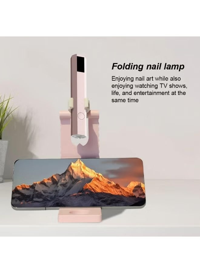 Mini UV LED Nail Lamp for Gel Polish, Rechargeable Nail Dryer with Foldable Stand, 20s/60s Timer, Portable Compact Nail Light for Travel or Home Use (Pink) - Image 4