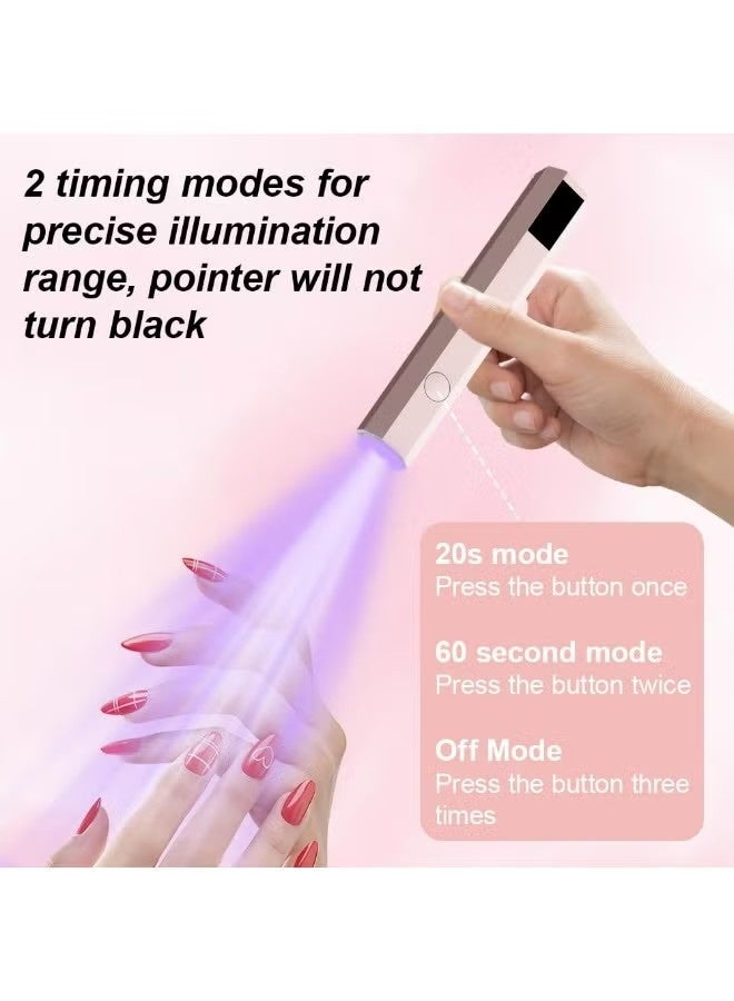 Mini UV LED Nail Lamp for Gel Polish, Rechargeable Nail Dryer with Foldable Stand, 20s/60s Timer, Portable Compact Nail Light for Travel or Home Use (Pink) - Image 5