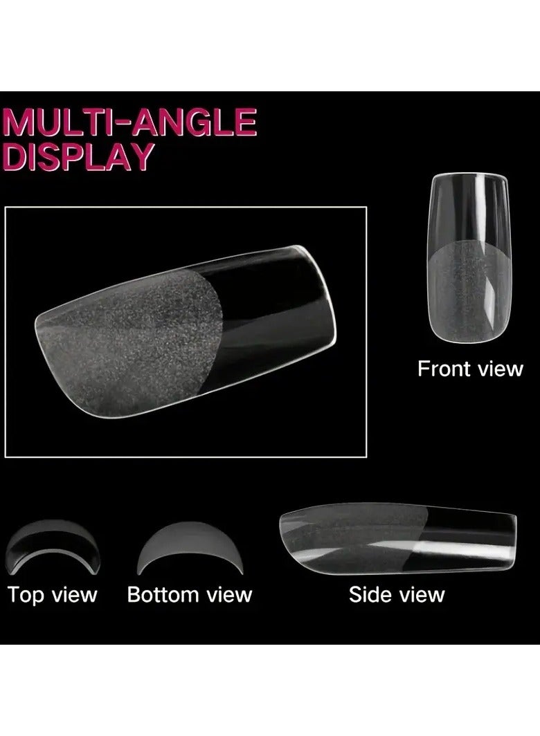 Goolsky نصائح أظافر جل X الناعمة 120 قطعة/علبة نصائح أظافر أكريليك نصف مات شفافة أظافر مربعة متوسطة الضغط أظافر مزيفة تغطي كاملة لأدوات تمديد الأظافر لصالون فن الأظافر - Image 3