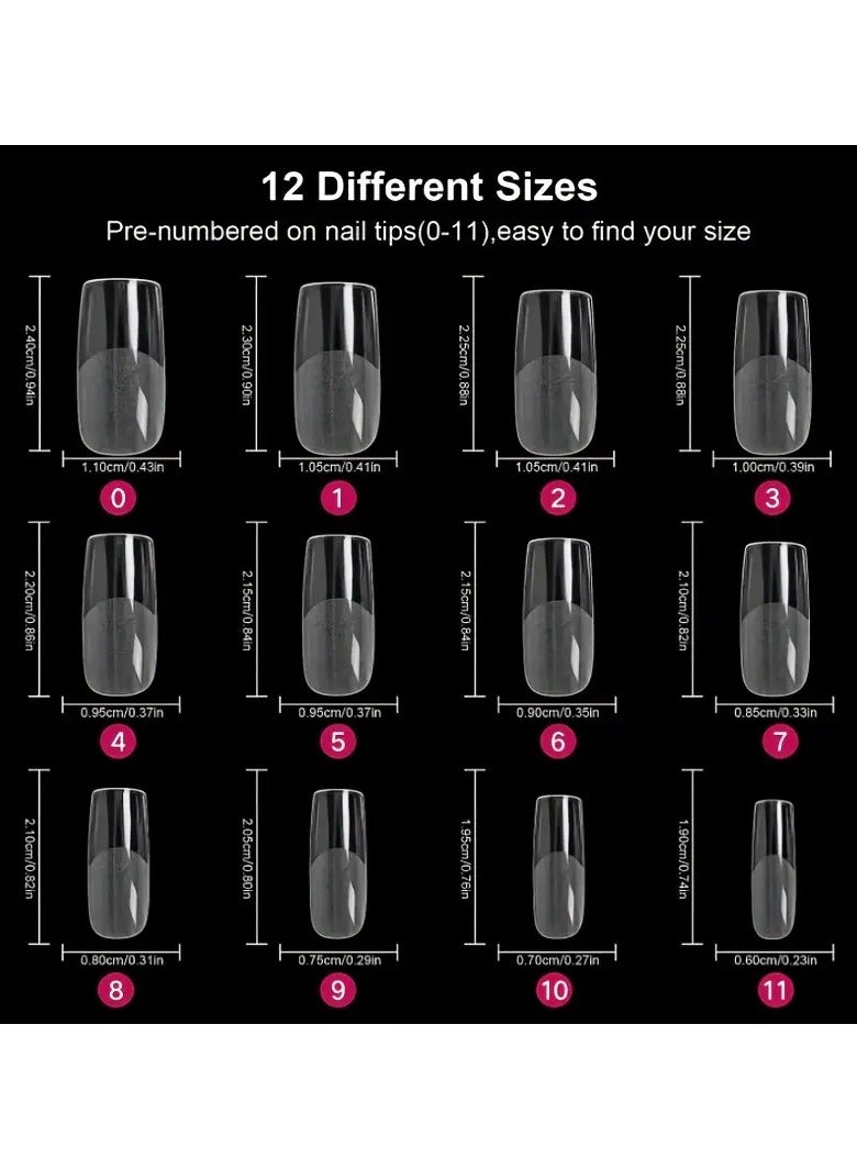 Goolsky نصائح أظافر جل X الناعمة 120 قطعة/علبة نصائح أظافر أكريليك نصف مات شفافة أظافر مربعة متوسطة الضغط أظافر مزيفة تغطي كاملة لأدوات تمديد الأظافر لصالون فن الأظافر - Image 5