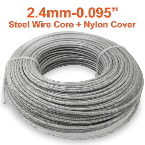 Akuoly Grass Trimmer Line Nylon Steel 0.095'' 164ft/50m Round String Trimmer Spool Replacement, Steel Metal Core and Nylon Coating for Tough Weeds in Gardens and Lawns - Image 2