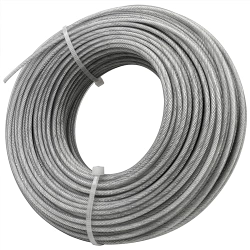 Akuoly Grass Trimmer Line Nylon Steel 0.095'' 164ft/50m Round String Trimmer Spool Replacement, Steel Metal Core and Nylon Coating for Tough Weeds in Gardens and Lawns - Image 1