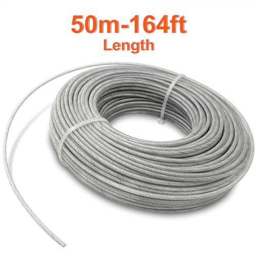 Akuoly Grass Trimmer Line Nylon Steel 0.095'' 164ft/50m Round String Trimmer Spool Replacement, Steel Metal Core and Nylon Coating for Tough Weeds in Gardens and Lawns - Image 3