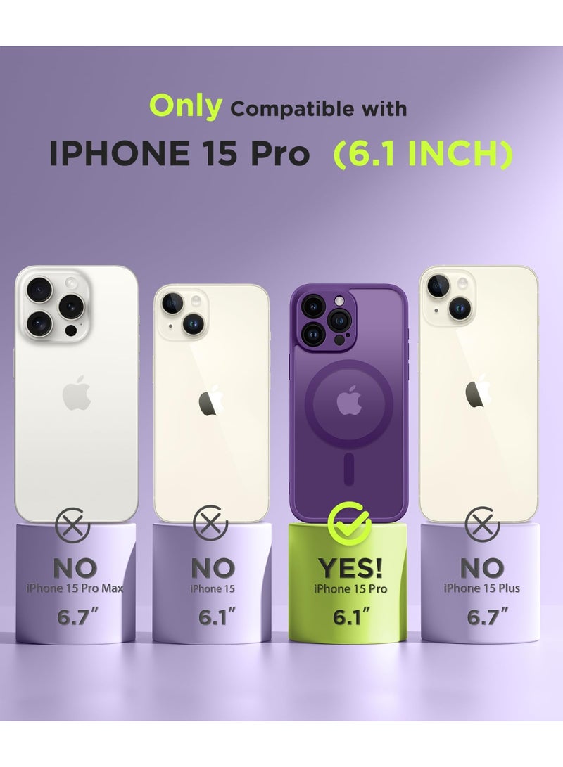 جولبينبوكس جراب مغناطيسي لهاتف iPhone 15 Pro، متوافق مع MagSafe، مزود بحماية كاملة للكاميرا وواقي شاشة للخصوصية، غطاء هاتف غير قابل للانزلاق، شفاف ومتين، بحجم 6.1 بوصة (أرجواني داكن)​ - Image 3