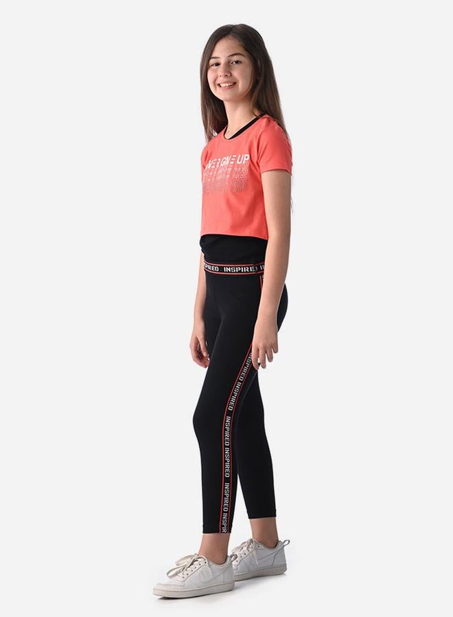 Victor and Jane Slogan Print Round Neck T-Shirt and Joggers Set