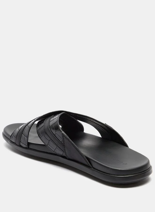 DUCHINI Men's Animal Print Slip-On Cross Strap Sandals