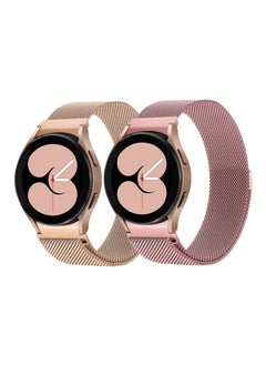 2 Packs No Gap Metal Bands Compatible with Samsung Galaxy Watch 4 Band 40mm 44mm/ for Galaxy Watch 4 Classic Band 42mm 44mm, Milanese Loop Stainless Steel Magnetic Strap for Men Women, RGold/RPink