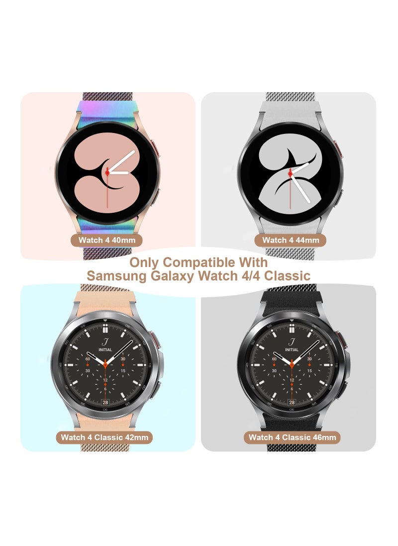 KASTWAVE - 2 Packs No Gap Metal Bands Compatible with Samsung Galaxy Watch 4 Band 40mm 44mm/ for Galaxy Watch 4 Classic Band 42mm 44mm, Milanese Loop Stainless Steel Magnetic Strap for Men Women, RGold/RPink - Image 1