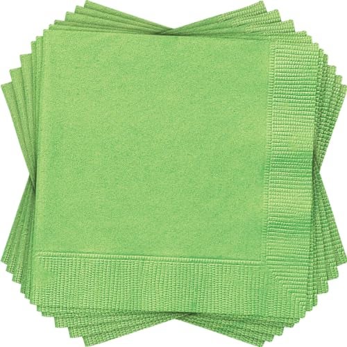 Unique Lime Green Solid Beverage Paper Napkins - 5"x5", Pack of 20 - Soft & Durable, Vibrant & Elegant - Perfect For Parties or Events - Image 1