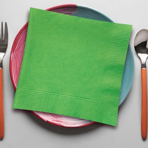 Unique Lime Green Solid Beverage Paper Napkins - 5"x5", Pack of 20 - Soft & Durable, Vibrant & Elegant - Perfect For Parties or Events - Image 3