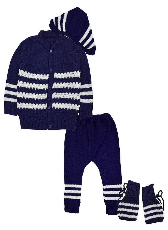 لولي بوب طقم سترة صوفية برقبة دائرية للبنات الصغيرات من لوليبوب (Lollipop_Full_Sweater set_Dark Blue_0-3 Months) - Image 1