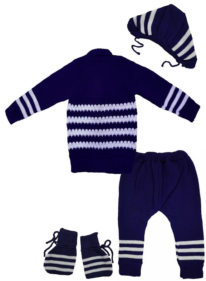 لولي بوب طقم سترة صوفية برقبة دائرية للبنات الصغيرات من لوليبوب (Lollipop_Full_Sweater set_Dark Blue_0-3 Months) - Image 3