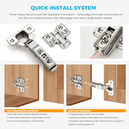 HOME EDIT 5 Pairs 10 Pack European Full Overlay Soft Close Cabinet Hinges Concealed Kitchen Cabinet Hinges Heavy-Duty Frameless Adjustable for Cupboard Hardware - Image 5
