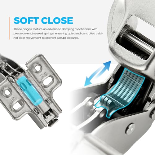 HOME EDIT 5 Pairs 10 Pack European Full Overlay Soft Close Cabinet Hinges Concealed Kitchen Cabinet Hinges Heavy-Duty Frameless Adjustable for Cupboard Hardware - Image 3