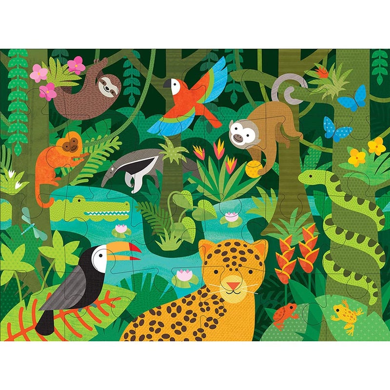 Petit Collage Floor Puzzle, Wild Rainforest, 24-Pieces â€“ Large Puzzle for Kids, Completed Rainforest Puzzle Measures 18â€ x 24â€ â€“ Makes a Great Gift Idea for Ages 3+ - Image 2