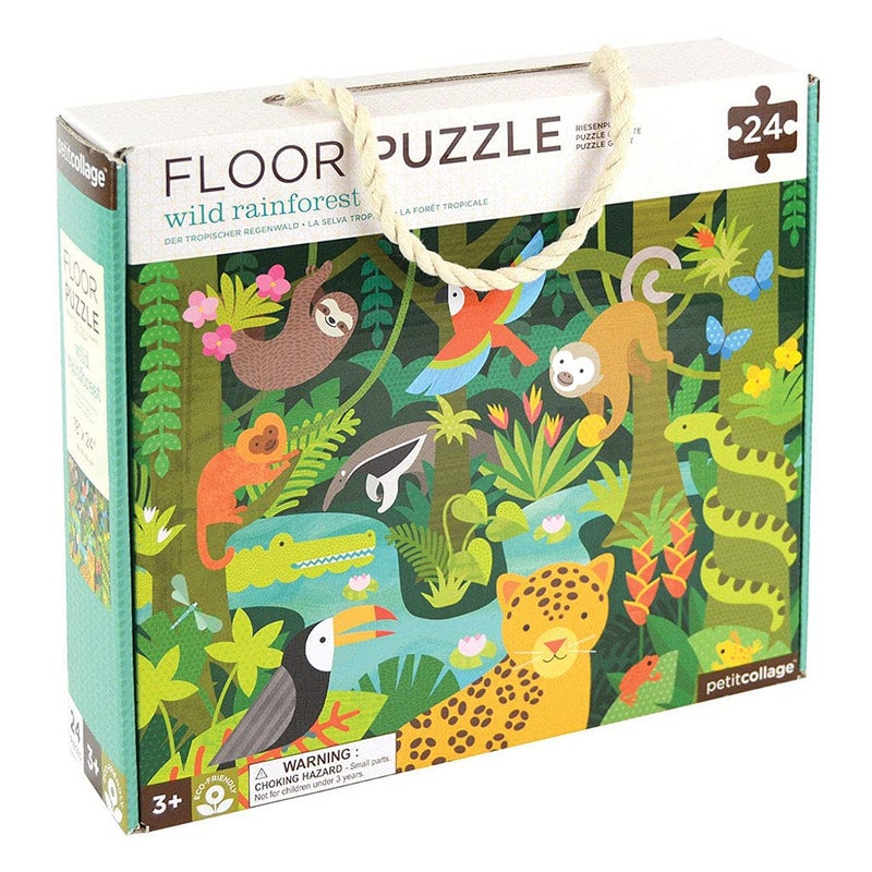 Petit Collage Floor Puzzle, Wild Rainforest, 24-Pieces â€“ Large Puzzle for Kids, Completed Rainforest Puzzle Measures 18â€ x 24â€ â€“ Makes a Great Gift Idea for Ages 3+ - Image 1