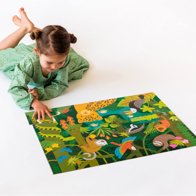 Petit Collage Floor Puzzle, Wild Rainforest, 24-Pieces â€“ Large Puzzle for Kids, Completed Rainforest Puzzle Measures 18â€ x 24â€ â€“ Makes a Great Gift Idea for Ages 3+ - Image 3