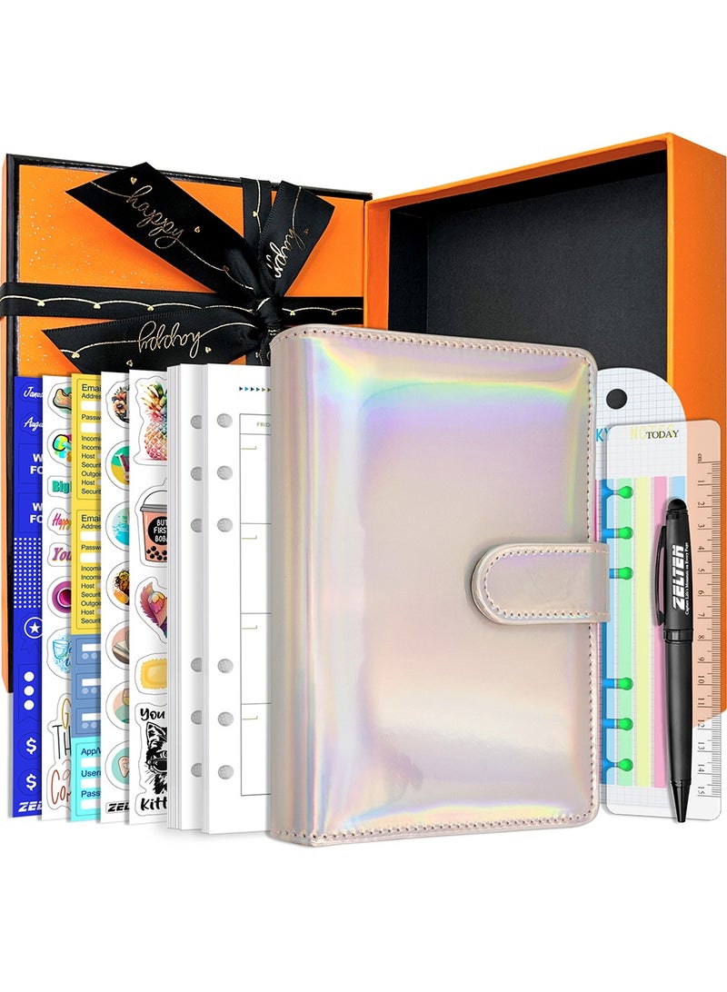 Zelten PU Leather Personal Notebook Planner with 67 Pages Loose-Leaf Papers 6 Holes Ring Binder Pen Holder Magnetic Buckle  (Rainbow) - Image 1