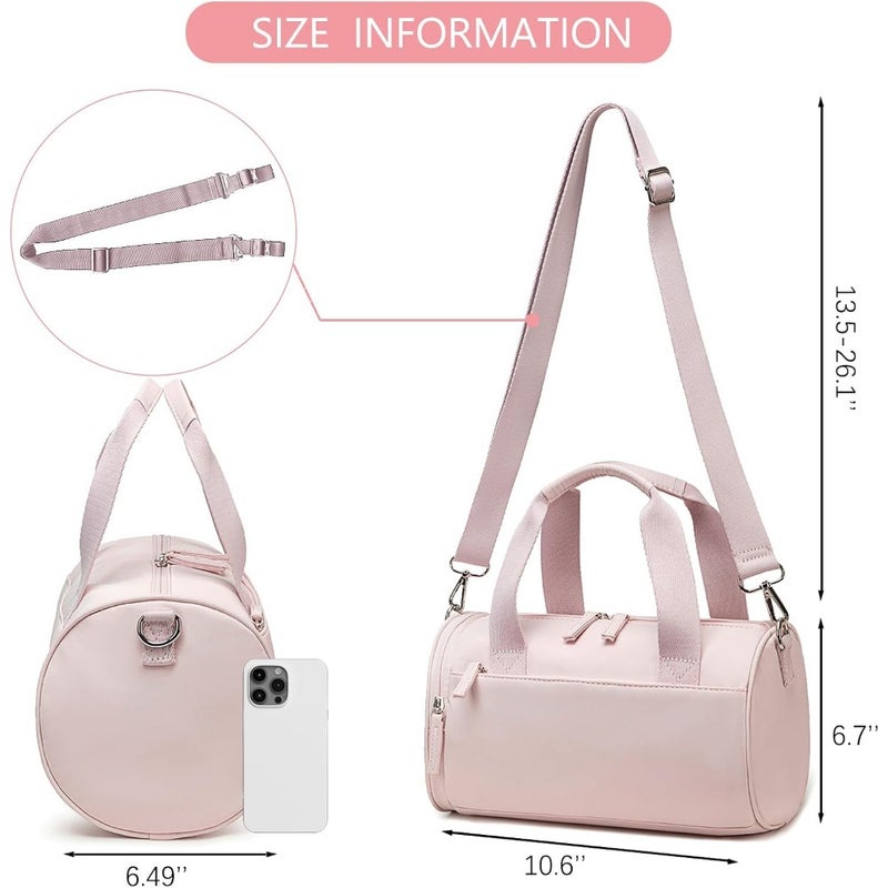 Mini gym bag for women and girls: lightweight nylon, black with rose gold accents, compact duffle design with multifunctional pockets for dance, fitness, yoga, and sport - Image 2