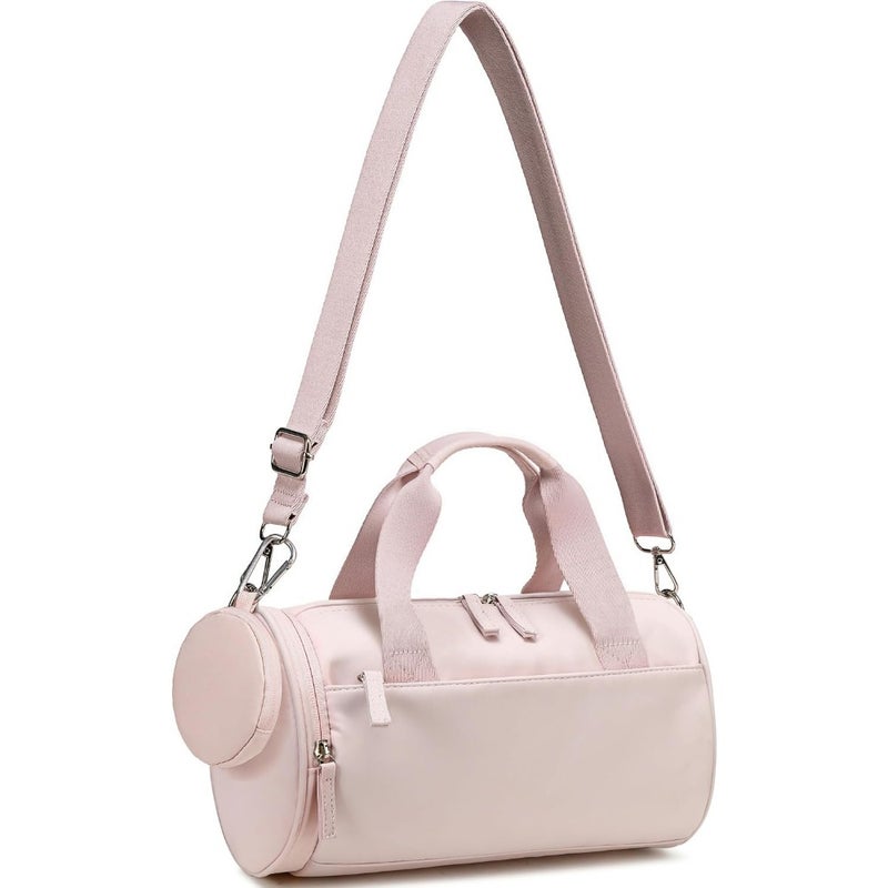 Mini gym bag for women and girls: lightweight nylon, black with rose gold accents, compact duffle design with multifunctional pockets for dance, fitness, yoga, and sport - Image 1