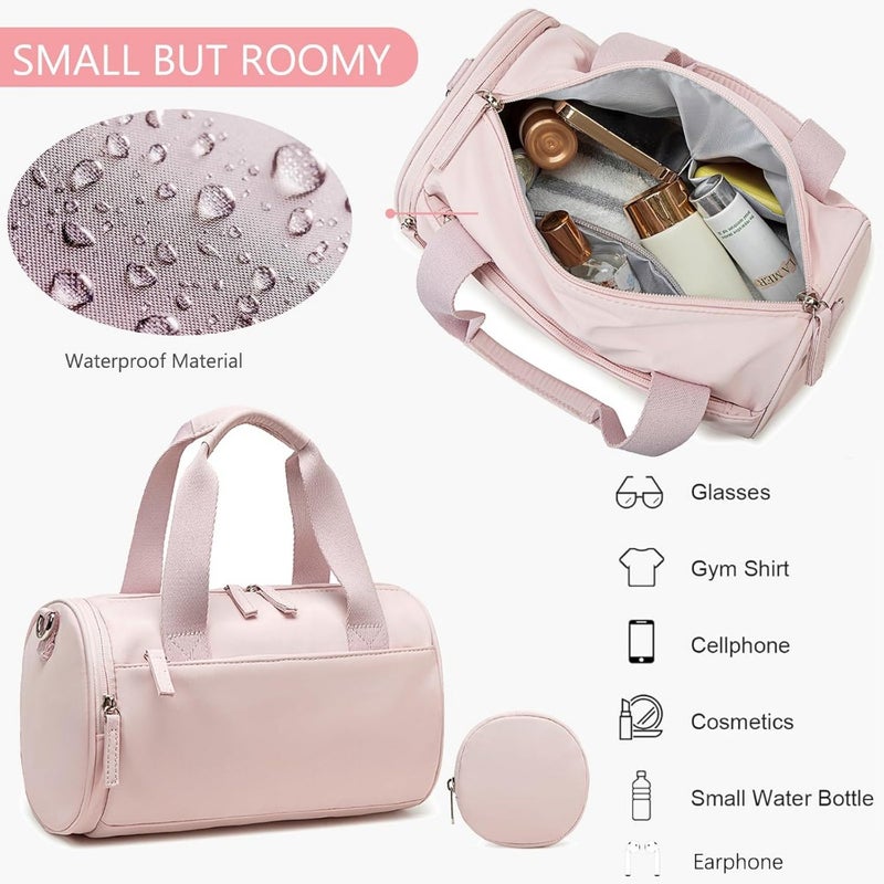 Mini gym bag for women and girls: lightweight nylon, black with rose gold accents, compact duffle design with multifunctional pockets for dance, fitness, yoga, and sport - Image 4