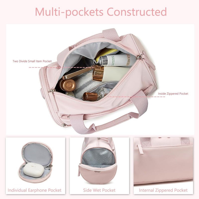 Mini gym bag for women and girls: lightweight nylon, black with rose gold accents, compact duffle design with multifunctional pockets for dance, fitness, yoga, and sport - Image 3