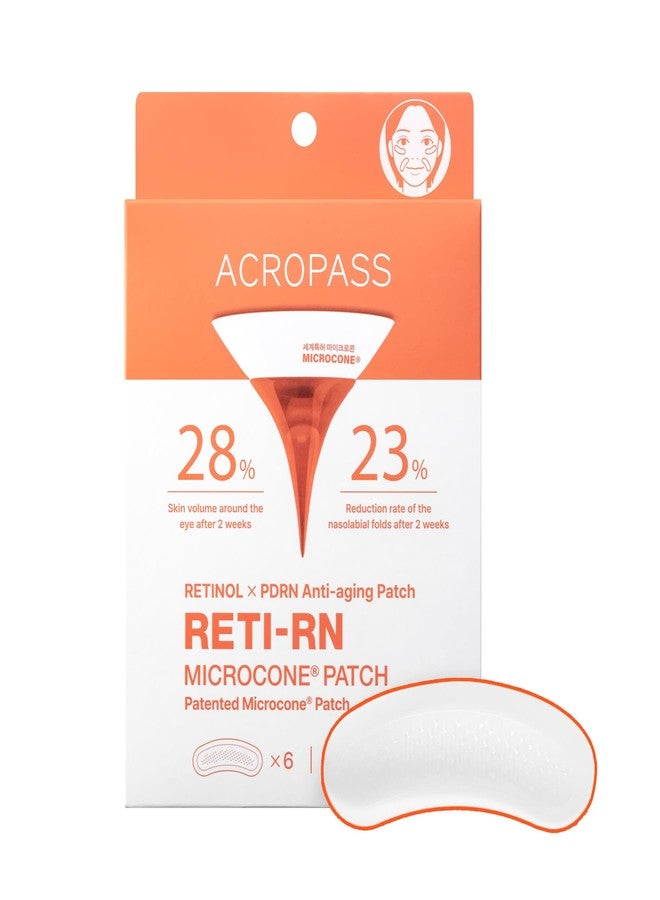 Acropass Wrinkle Patches ACROPASS RETI-RN Microcone, Deep Wrinkle, PDRN 10,000 ppm, Retinol 3,300 IU/g, Hyaluronic Acid, Anti-Aging (Slim Type, 6 Count - Image 1