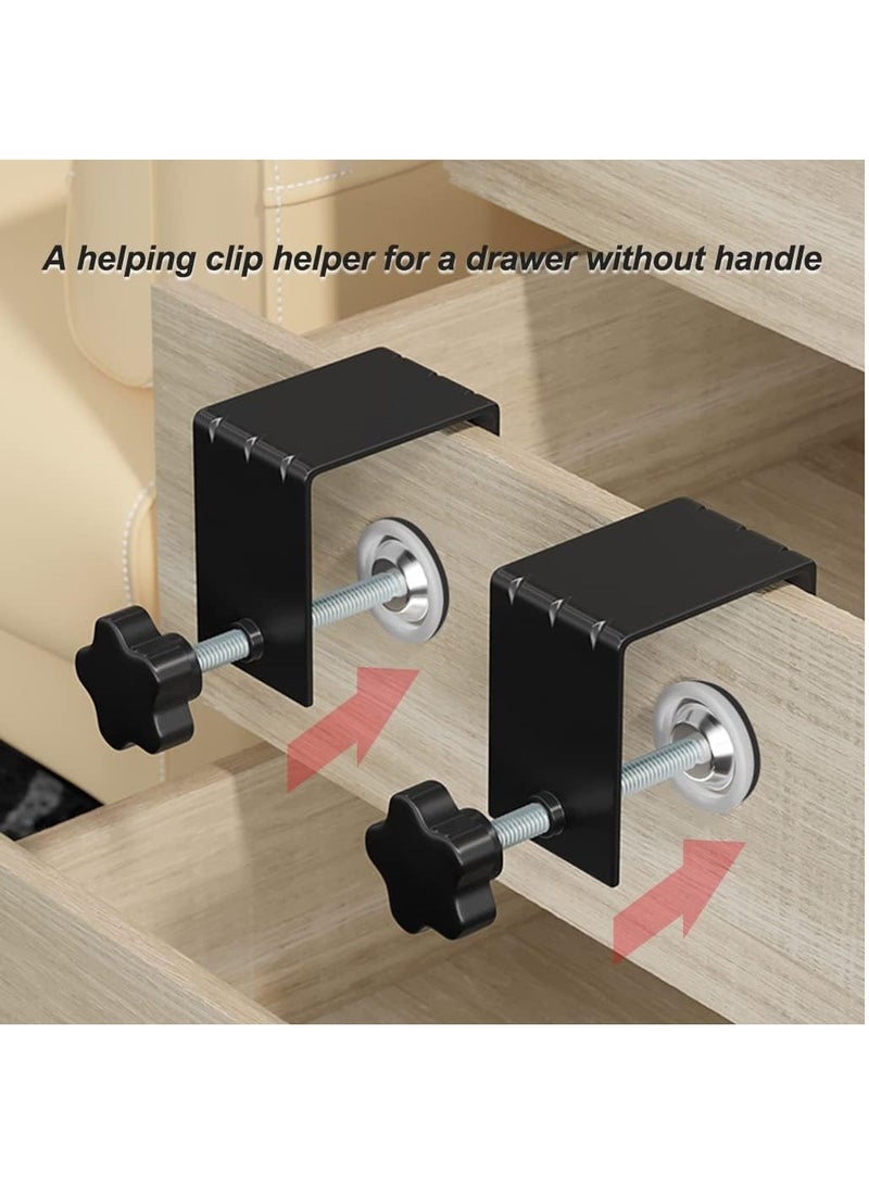 VITION 2Pcs Drawer Fixing Clamp, Heavy Duty Metal Cabinet Installation Clamp, Drawer Front Clamp Desk Mounting Clamp for Woodworking Fixed (Black) - Image 5