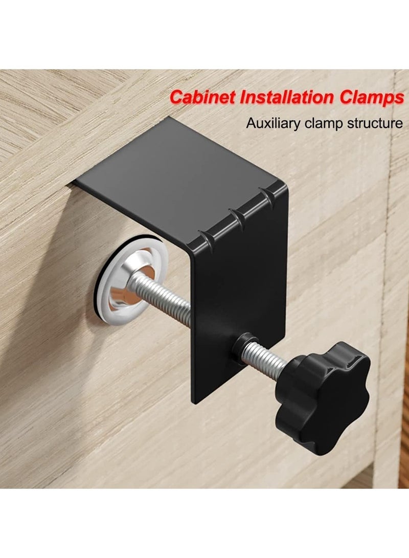 VITION 2Pcs Drawer Fixing Clamp, Heavy Duty Metal Cabinet Installation Clamp, Drawer Front Clamp Desk Mounting Clamp for Woodworking Fixed (Black) - Image 3