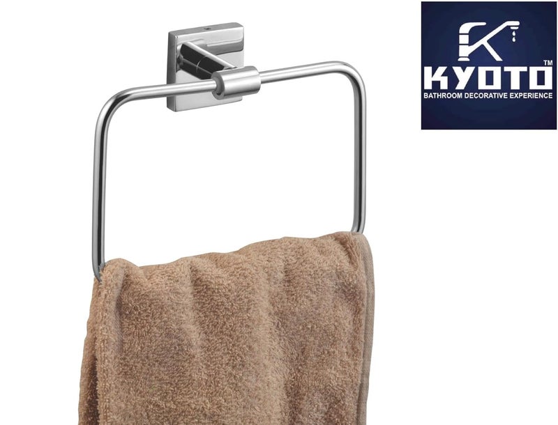 Kyoto KYOTO CUBON Towel Ring Brass Chrome Finished Wall Hanging RingTowel RingNapkin HolderTowel Hanger for Kitchen Wash Area Bathroom Accessories Pack of 1  - Image 2