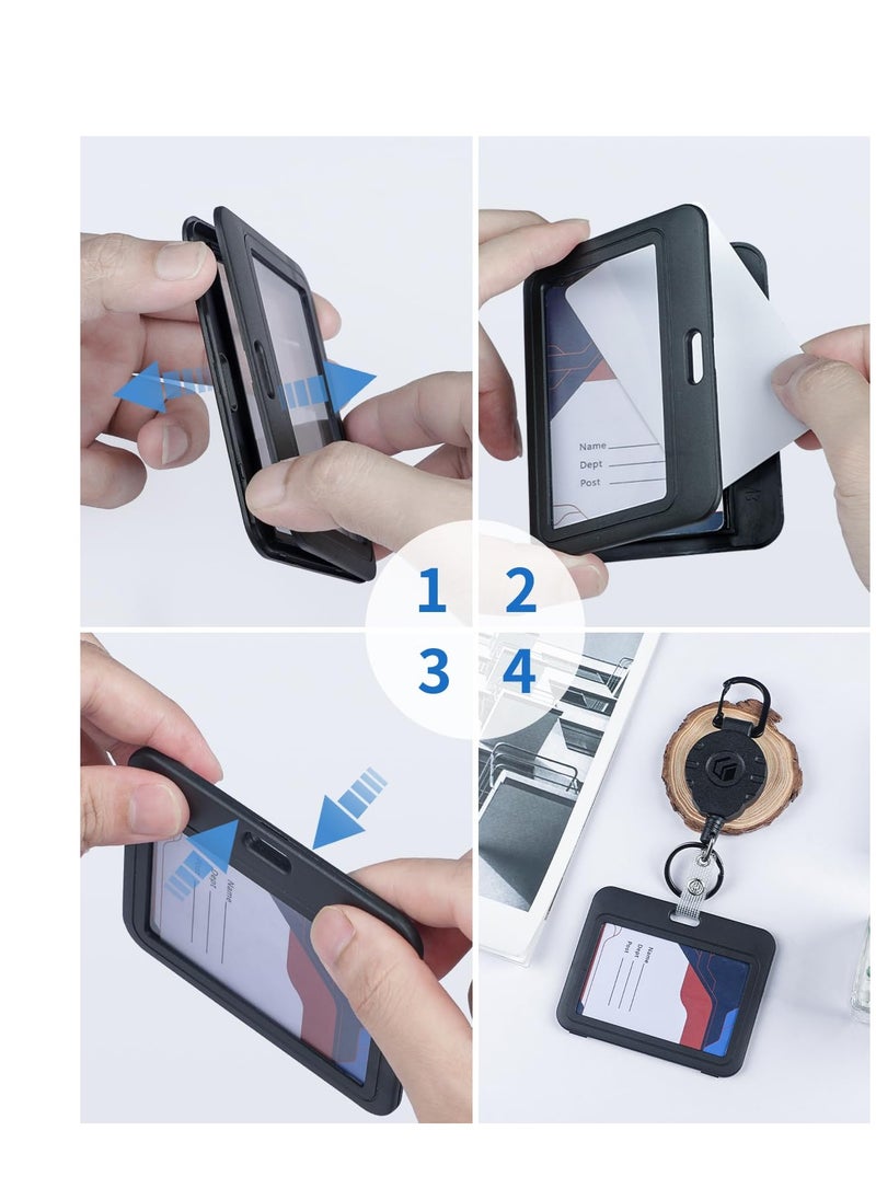 SYOSI 10 Pack ID Badge Holder with Double-Sided Windows Horizontal Hard Plastic Case Black Card Protector Pouch for Office School ID Credit Cards Proximity Key Cards Driver’s Licenses and Passes  - Image 5