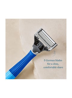 Harry's Harry's Razors for Men, 1 Handle (Ocean Blue) and 3 Razor Blade Refills with German Engineered 5-Blade Technology, 4 oz. Foaming Shave Gel, Travel Blade Cover- Holiday Gift for Men  - Image 4