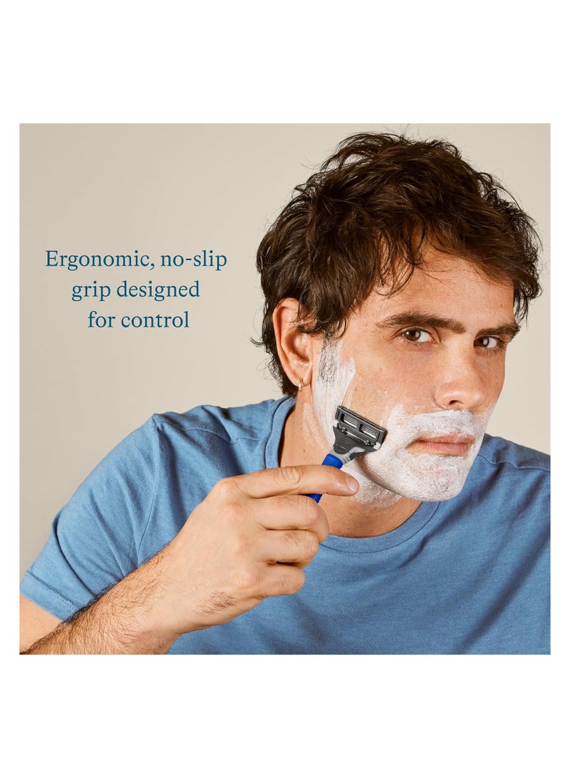 Harry's Harry's Razors for Men, 1 Handle (Ocean Blue) and 3 Razor Blade Refills with German Engineered 5-Blade Technology, 4 oz. Foaming Shave Gel, Travel Blade Cover- Holiday Gift for Men - Image 2
