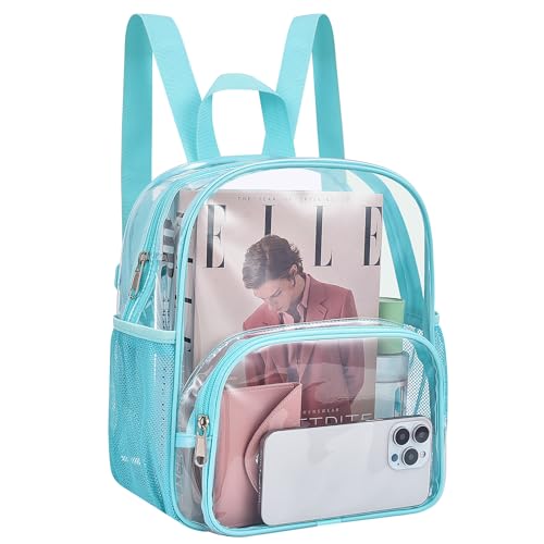 Busiuw Clear Backpack for Stadium Events 12x12x6 with Front Pocket for Concert Sport Fashion Women Backpack Events Work Travel(Aqua) - Image 2