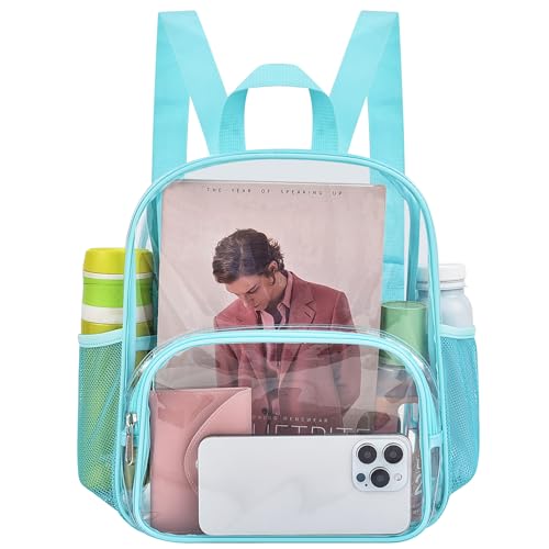 Busiuw Clear Backpack for Stadium Events 12x12x6 with Front Pocket for Concert Sport Fashion Women Backpack Events Work Travel(Aqua) - Image 1
