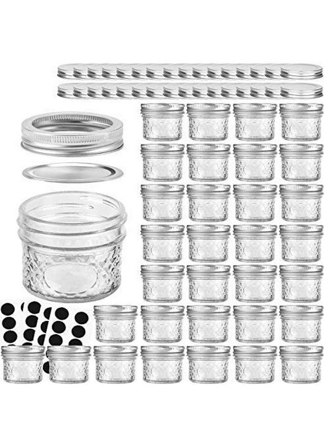 VERONES Mason Jars Canning Jars, 4 OZ Jelly Jars With Regular Lids and Bands, Ideal for Jam, Honey, Wedding Favors, Shower Favors, DIY Spice Jars, 32 PACK,Extra 32 Lids - Image 1