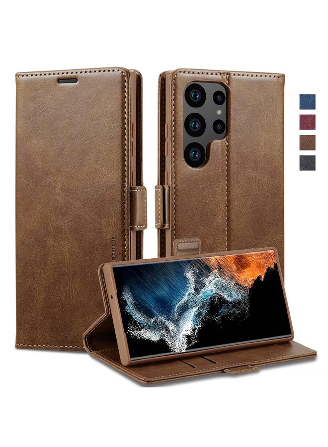 LC.IMEEKE Case For Samsung Galaxy S23 Ultra 5G RFID Anti-theft Leather Phone Case - Image 1