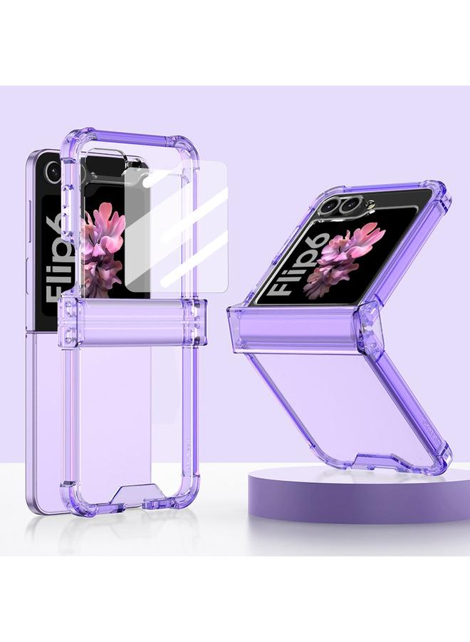 Green Tiger For Samsung Galaxy Z Flip6 GKK Airbag Hinge Full Coverage Phone Case with Tempered Film(Purple)