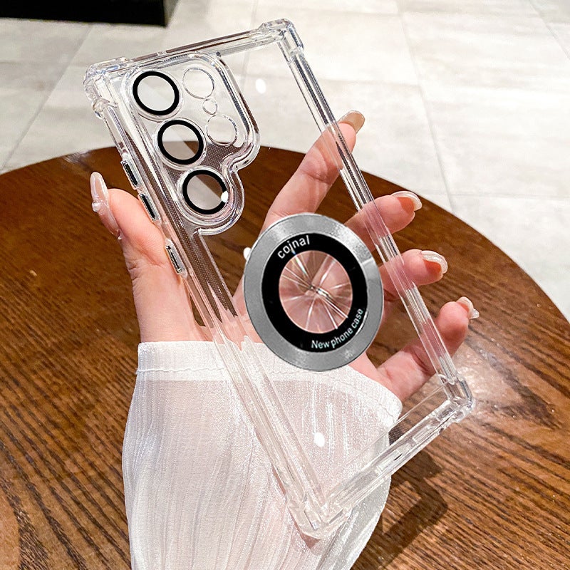 Suitable for Samsung S25ultra Phone Case Electroplated Four Corner Airbag Anti-fall S24FE Transparent Magnetic S23 Space Shell - Image 4