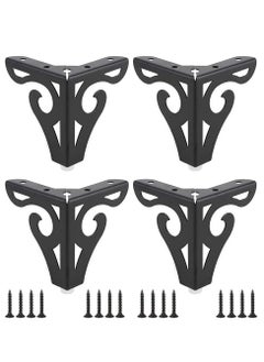 NIBEMINENT Furniture Legs, 10cm Heavy Duty Metal Table Legs with Screws, Perfect for Coffee Table, Dining Cabinet and Sofa (Retro Design, Black)  - Image 1